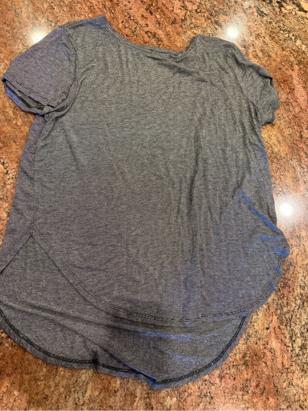 Halogen Gray Short Sleeve Layered Hem Tee